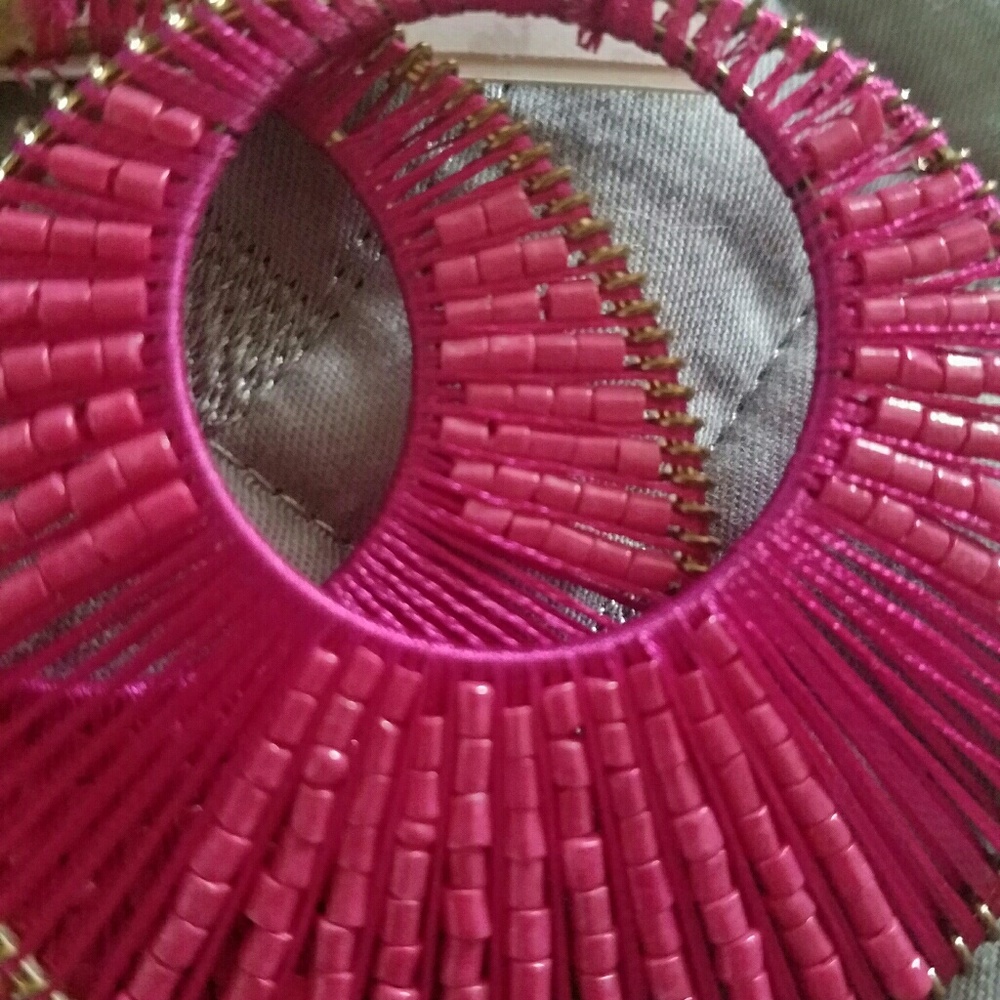 2 Boho String Earrings Fuchsia & Turquoise Nwt - image 3